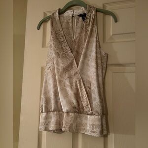White House Black Market Cream Snake Patterned Top